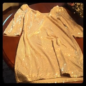 Gold sequin mini dress